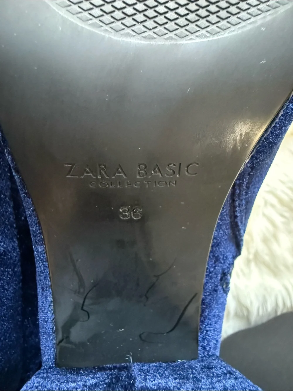 Zara Navy Velvet Over-the-Knee Block Heel Boots